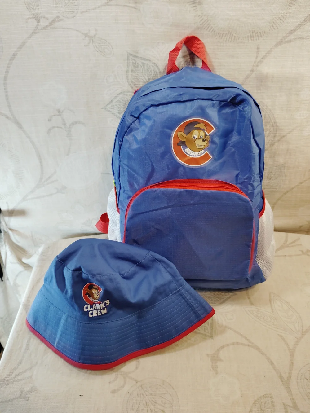 Cubs Clark's Crew Kids Blue Backpack and Matching Sun Hat Set